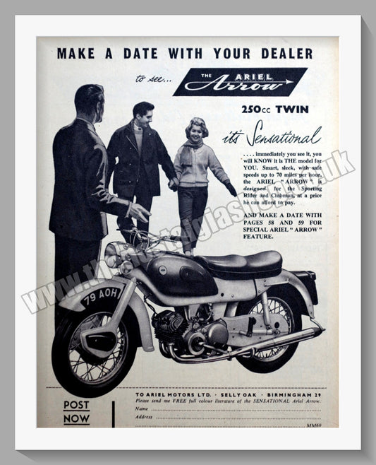 Ariel Arrow Motorcycles. Original Advert 1960 (ref AD60635)