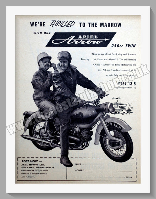 Ariel Arrow Motorcycles. Original Advert 1960 (ref AD60636)