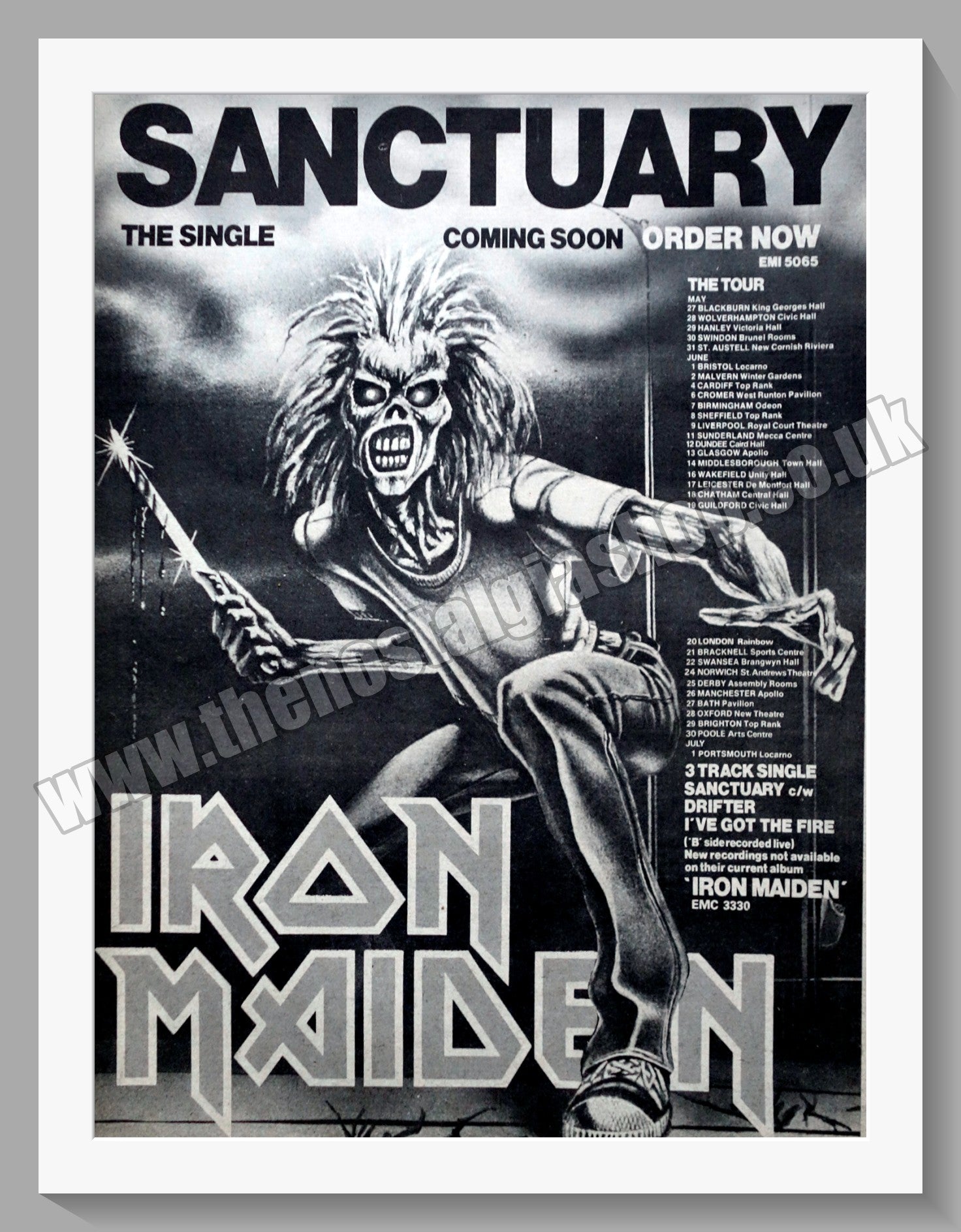 Iron Maiden Sanctuary.1980 Large Original Advert (ref AD15184