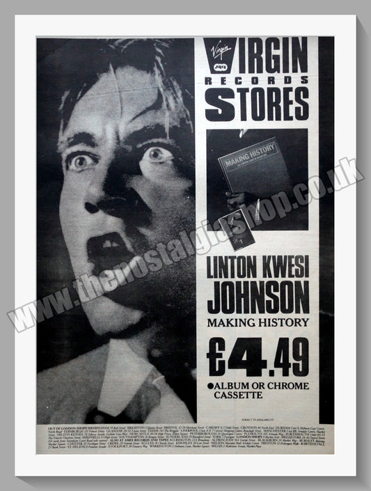 Linton Kwesi Johnson Making History. 1984 Large Original Advert (ref AD15197)