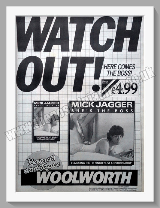 Mick Jagger She's The Boss. 1985 Large Original Advert (ref AD15207)