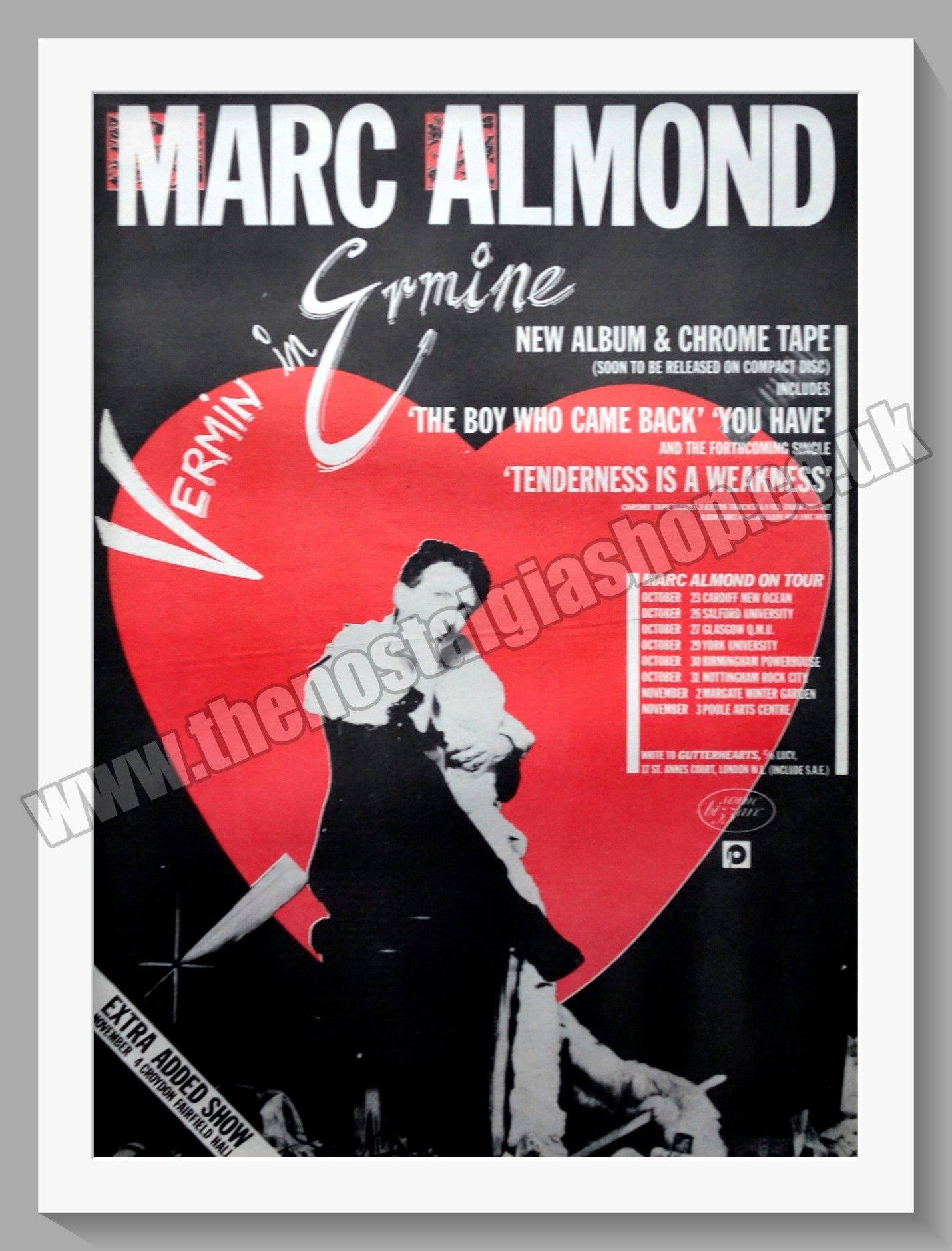 Marc Almond On Tour. 1984 Large Original Advert (ref AD15208)