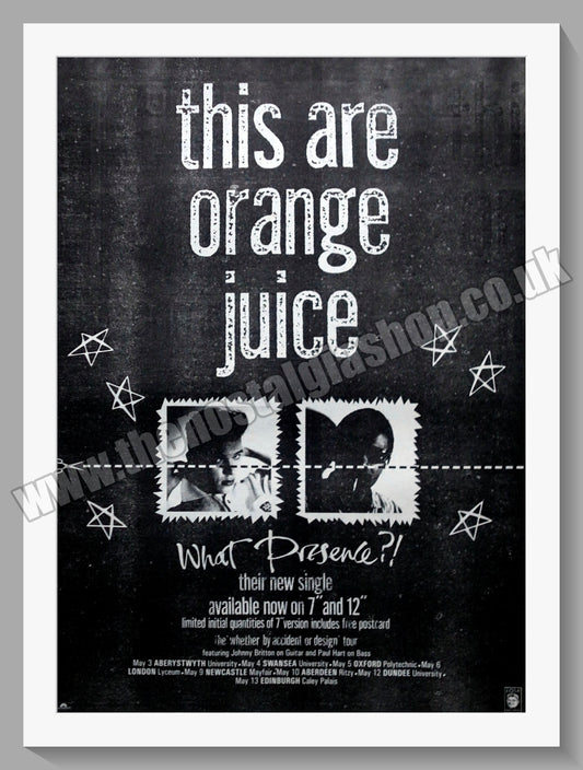 Orange Juice What Presence? 1984 Large Original Advert (ref AD15210)