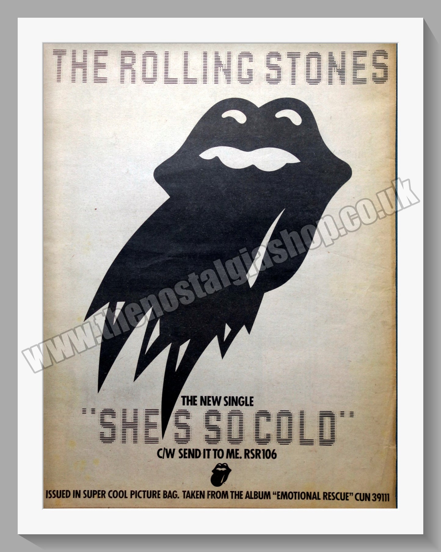 Rolling Stones (The) She's So Cold. 1980 Original Advert (ref AD15241)