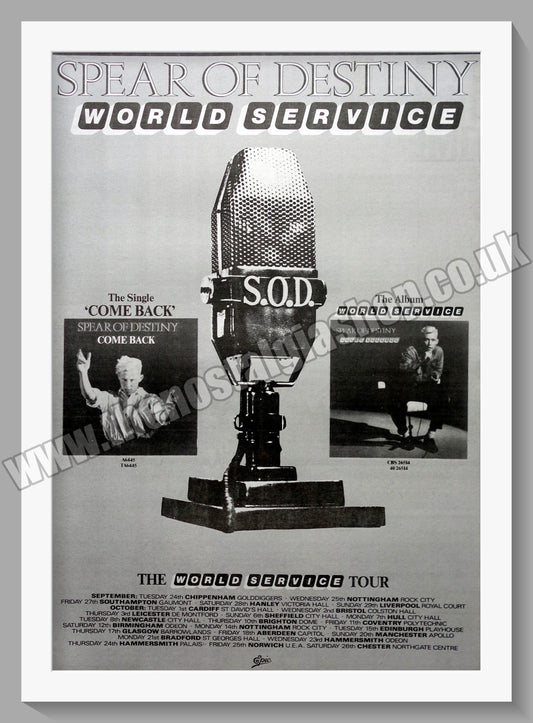 Spear Of Destiny World Service Tour. 1985 Original Advert (ref AD15272)
