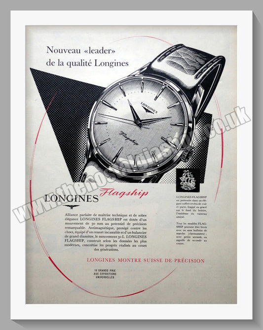 Longines Flagship Watch.  Original French Advert 1959 (ref AD300760)