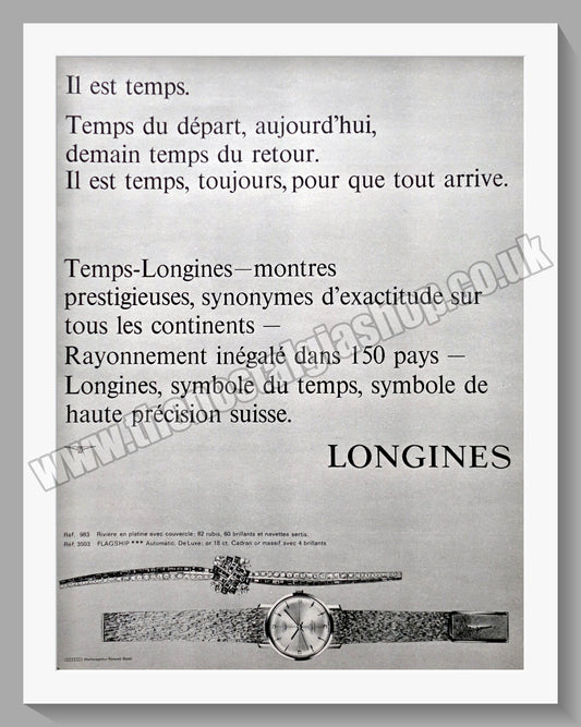 Longines Flagship Watch.  Original French Double Advert 1963 (ref AD300761)