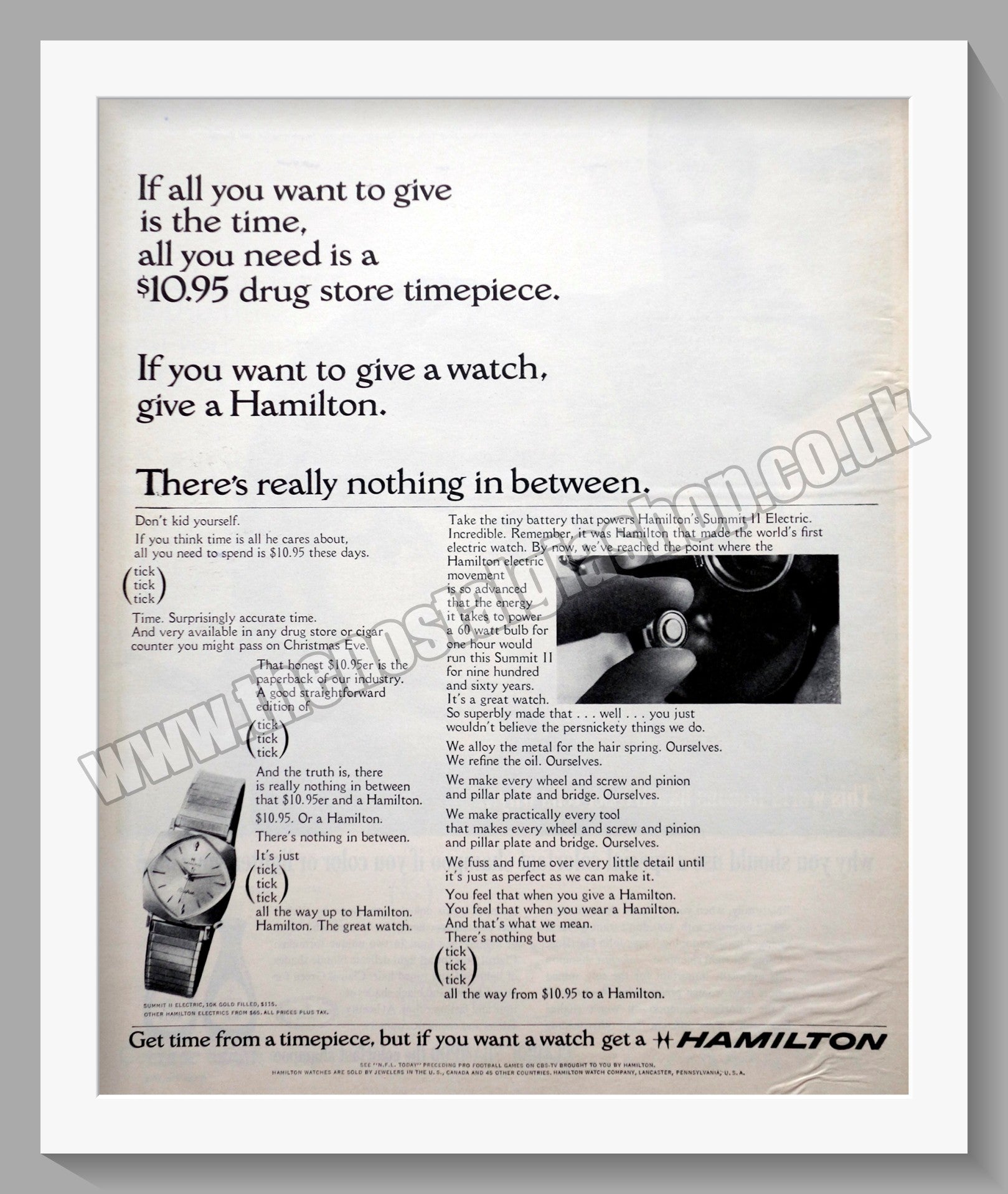 Hamilton Ad Hamilton Watches. Original Pair of Advert 1964 (ref AD300763) – The ...