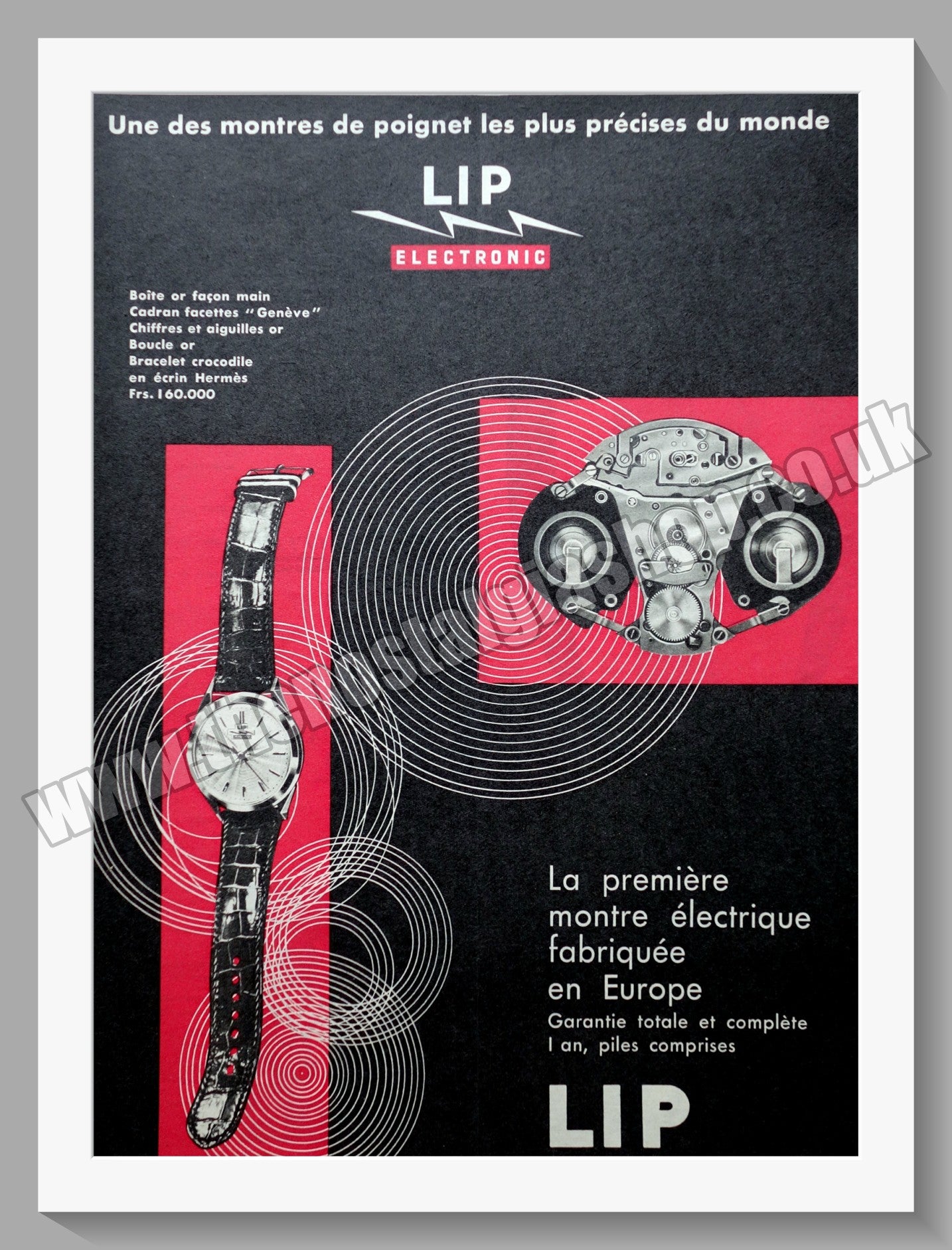 LIP Watches Large Original French Advert 1959 (ref AD300773)