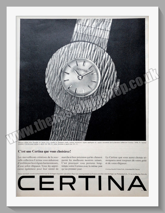 Certina Ladies Watch. Original French Advert 1963 (ref AD300778)