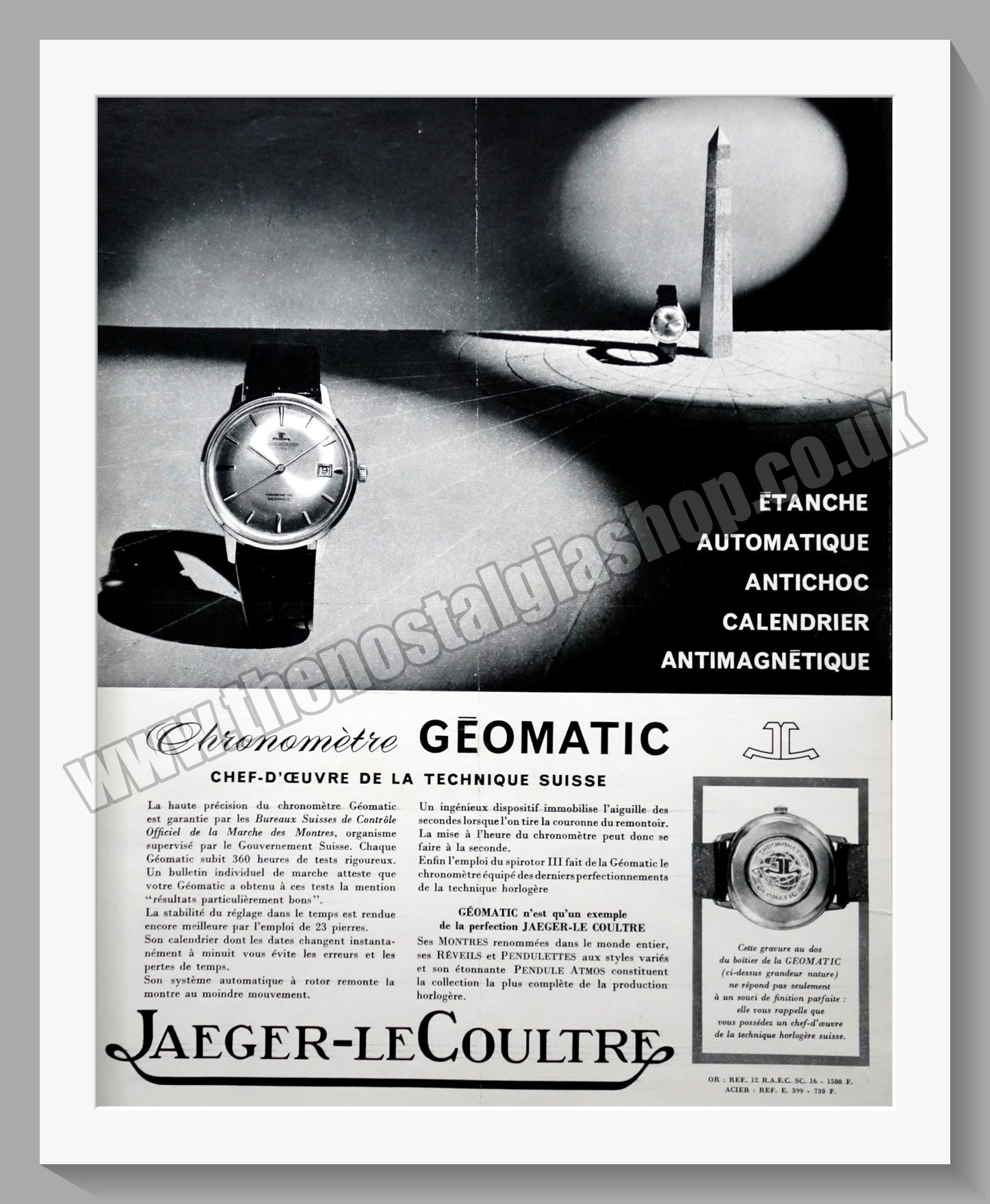 Jaeger-LeCoultre Watches Original French Advert 1963 (ref AD300784)