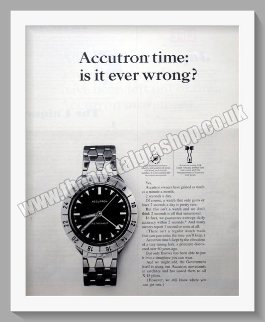Bulova Accutron Astronaut Watch. Original Advert 1964 (ref AD300786)