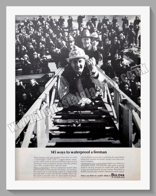 Bulova Watches Featuring Firemen. Original Advert 1964 (ref AD300800)