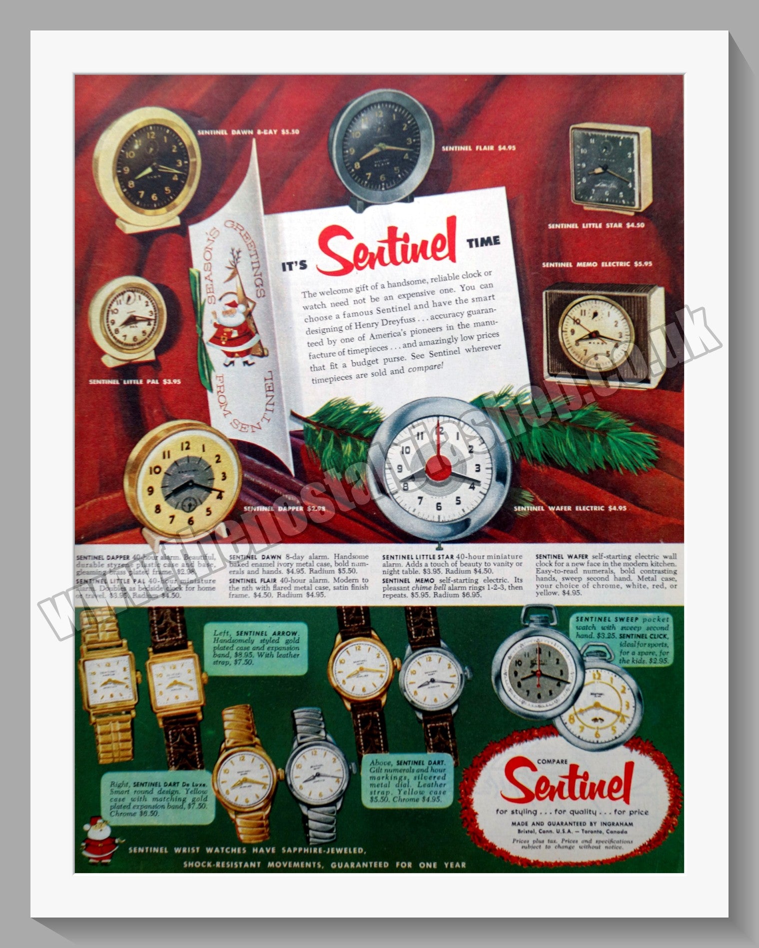 Sentinel Clocks and Watches. Original Advert 1953 (ref AD300801) – The ...