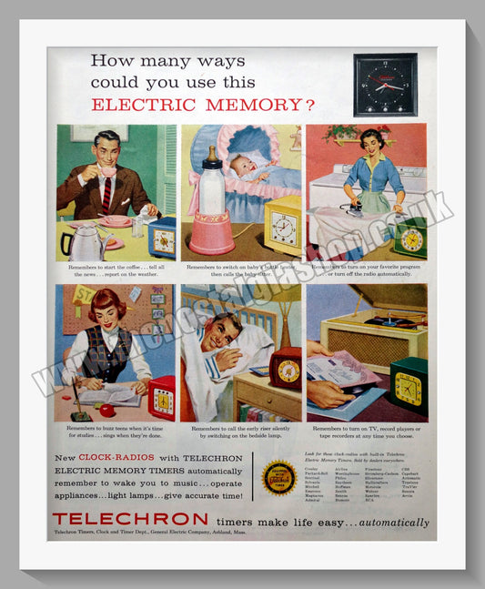 Telechron  Clock Radios. Original Advert 1955 (ref AD300802)