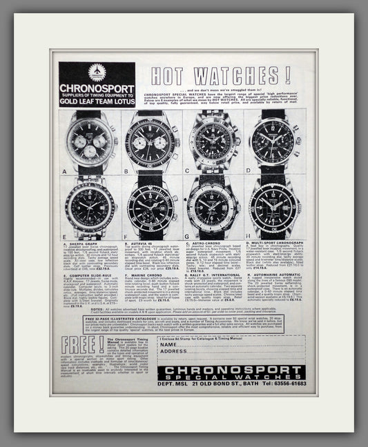 Chronosport Watches. Original Advert 1968 (ref AD60682)