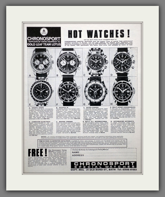 Chronosport Watches. Original Advert 1968 (ref AD60683)