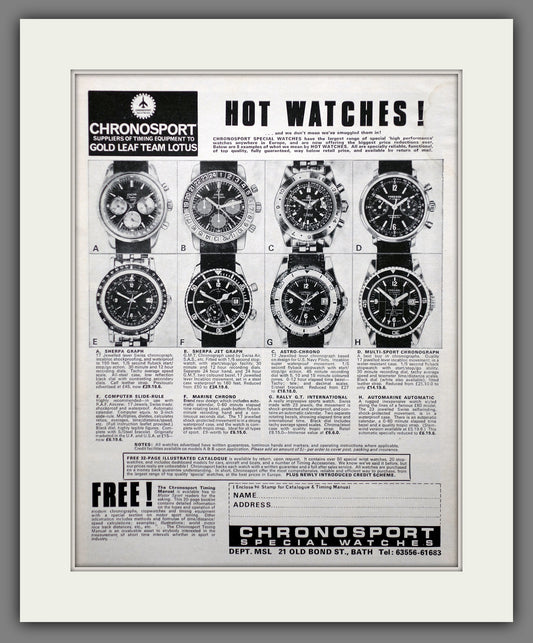 Chronosport Watches. Original Advert 1968 (ref AD60685)