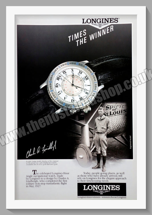 Longines Hour Angle Navigational Watch. Original Advert 1990 (ref AD60724)
