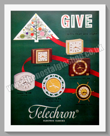 Telechron Clocks. Original Double Advert 1950 (ref AD300815)