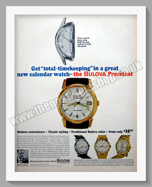 Bulova President Watch. Original Advert 1964 (ref AD300810)