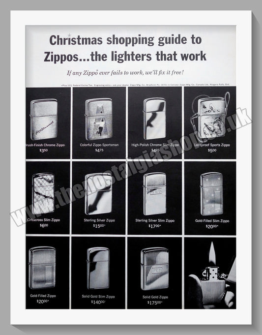 Zippo Lighters. Original Advert 1964 (ref AD300832)