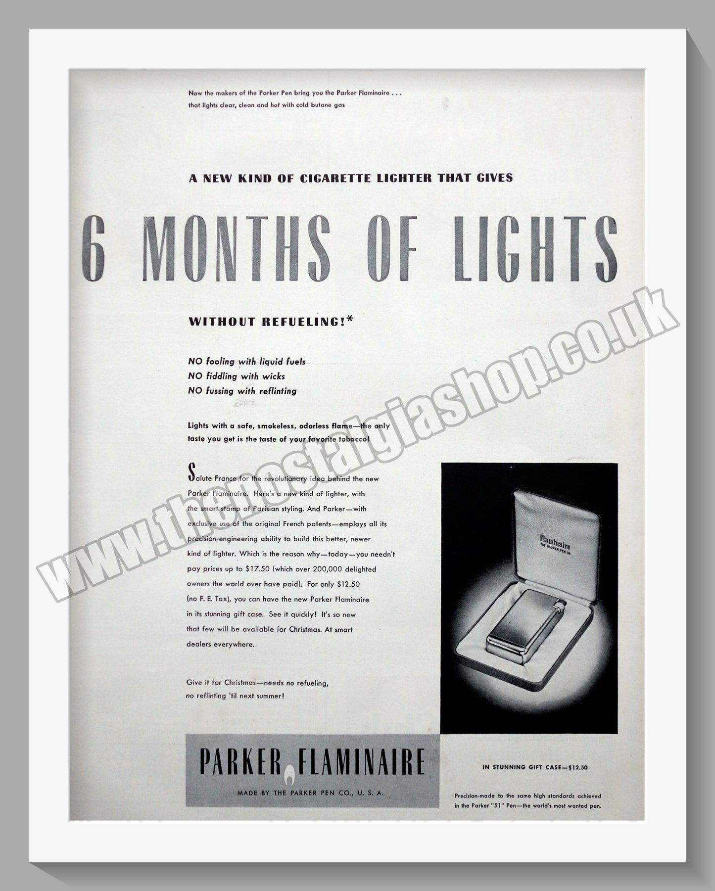 Parker Flaminaire Lighters. Original Double Advert 1950 (ref AD300839)