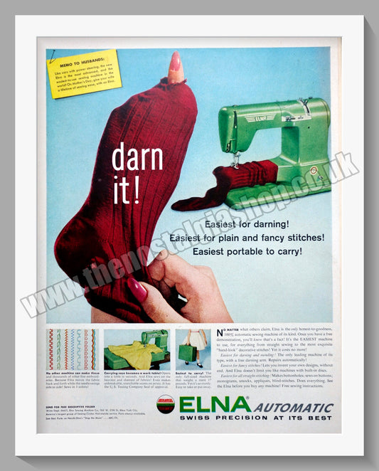 Elna Automatic Sewing Machine Original Advert 1956 (ref AD300840)
