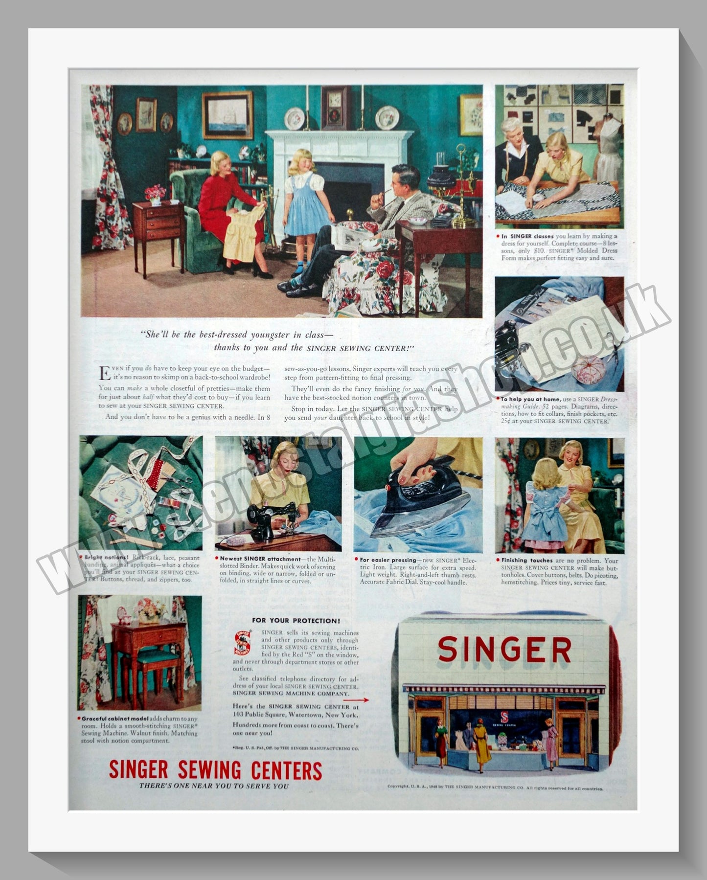 Singer Sewing Machine Original Advert 1948 (ref AD300843)