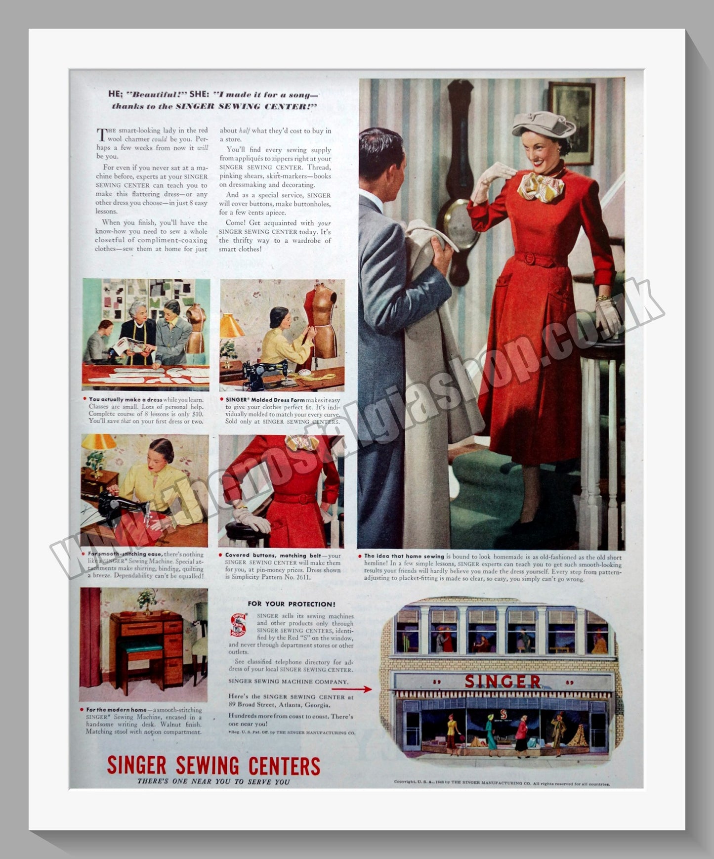 Singer Sewing Machine Original Advert 1948 (ref AD300844)