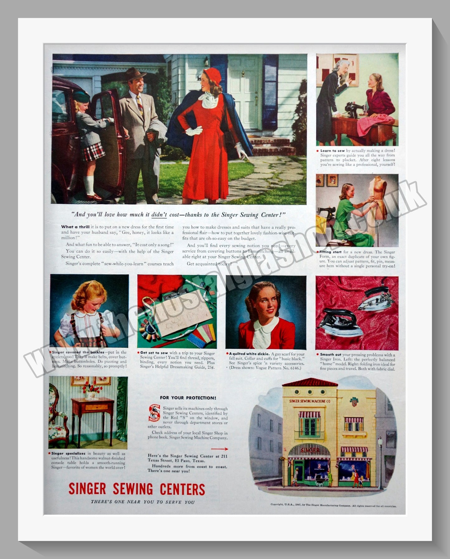 Singer Sewing Machine Original Advert 1947 (ref AD300845)