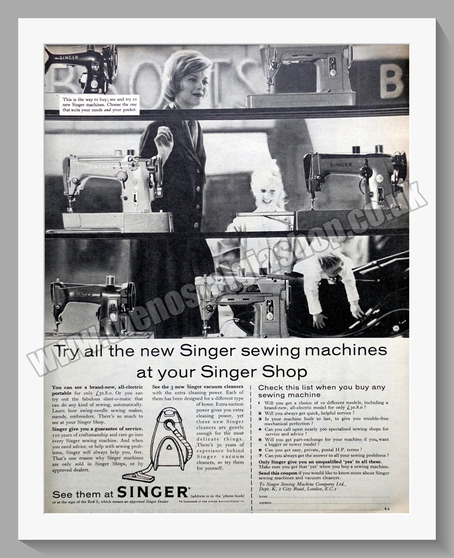 Singer Sewing Machine Original Advert 1961 (ref AD300846)