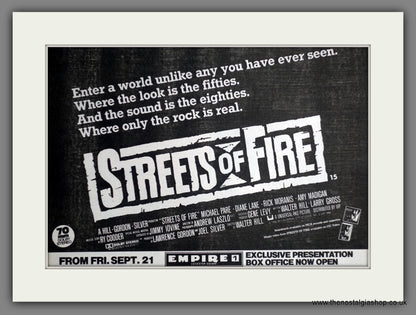 Streets Of Fire 1984 Original Double Advert (ref AD60776)