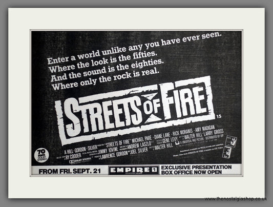Streets Of Fire 1984 Original Double Advert (ref AD60776)