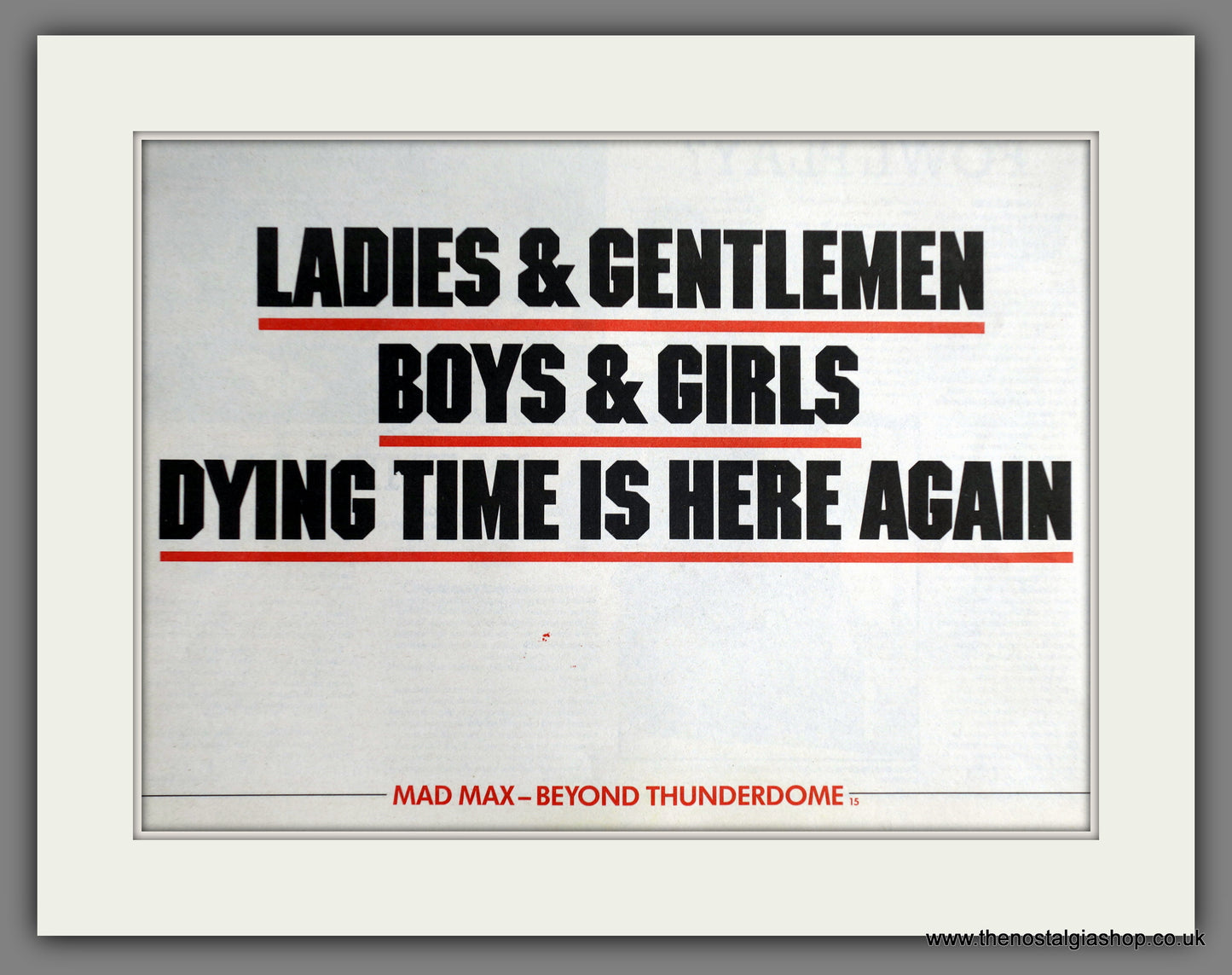 Mad Max Beyond Thunderdome. 1985 Original Advert (ref AD60783)