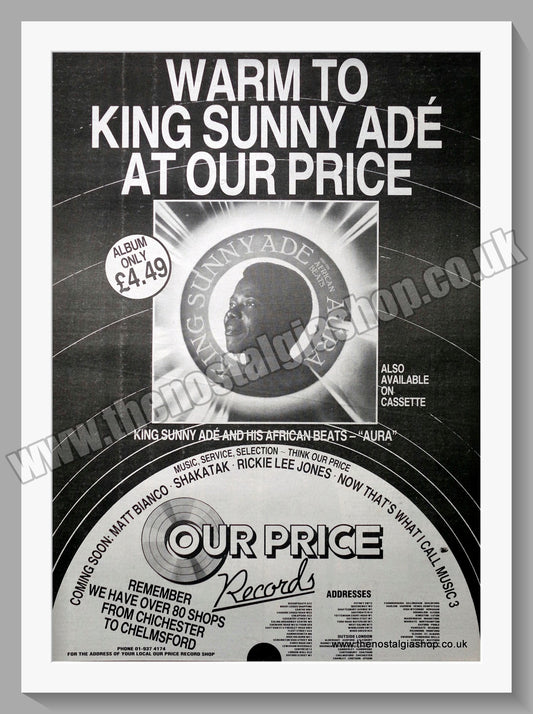 King Sunny Ade Aura. 1984 Large Original Advert (ref AD15376)