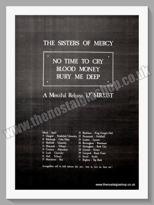 Sisters Of Mercy (The) No Time To Cry Tour Dates. 1985 Large Original Advert (ref AD15398)