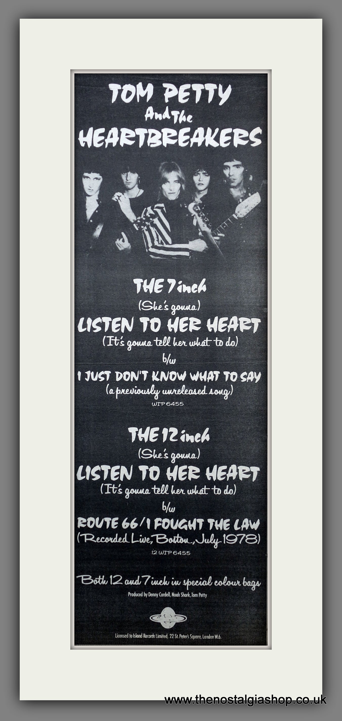 Tom Petty. Listen To Her Heart. Vintage Original Advert 1978 (ref AD20 ...