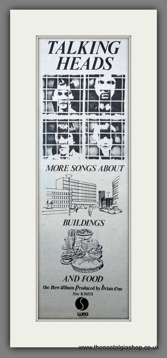 Talking Heads. Buildings and Food. Vintage Original Advert 1978  (ref AD200378)