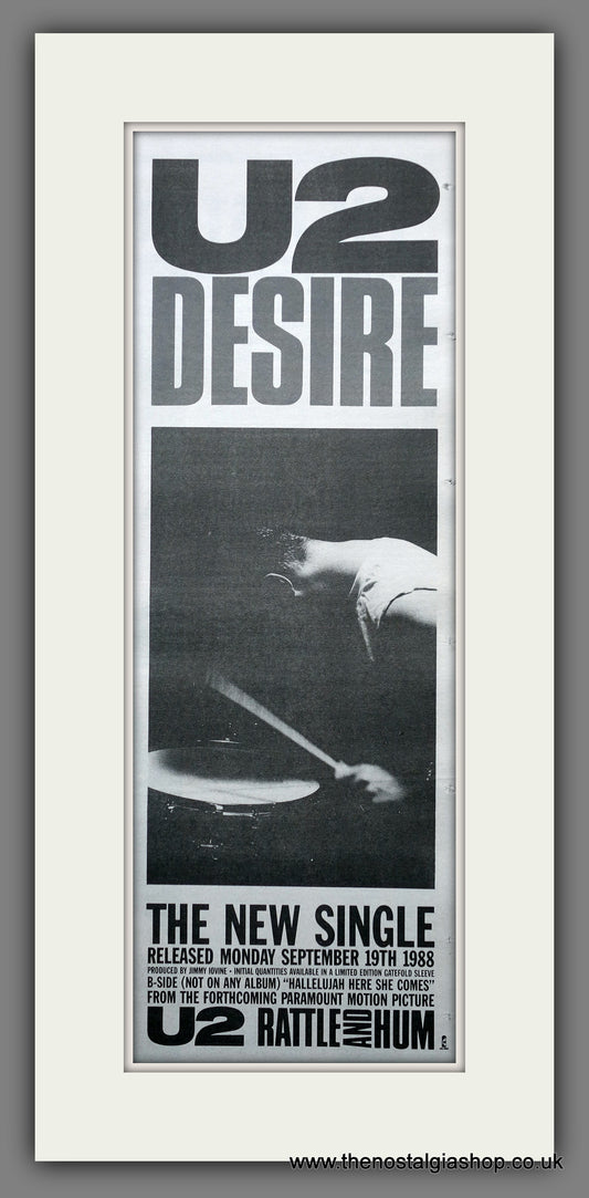 U2 Desire. Vintage Original Advert 1988  (ref AD200402)