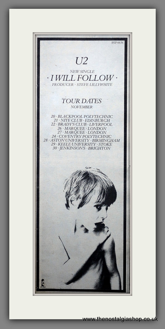U2 I Will Follow. Vintage Original Advert 1980  (ref AD200403)