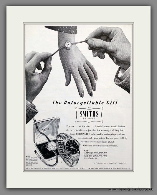 Smiths De Luxe Watch. Original Advert 1955 (ref AD60815)