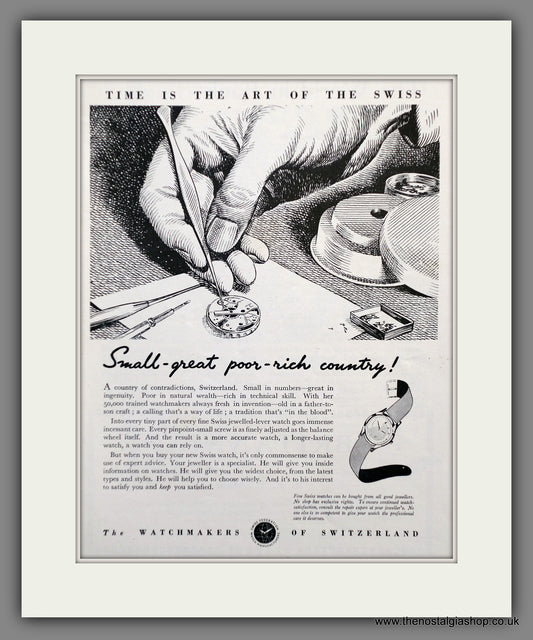 Watchmakers of Switzerland. Original Advert 1951 (ref AD60816)