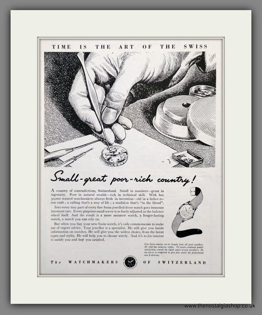 Watchmakers of Switzerland. Original Advert 1951 (ref AD60816)