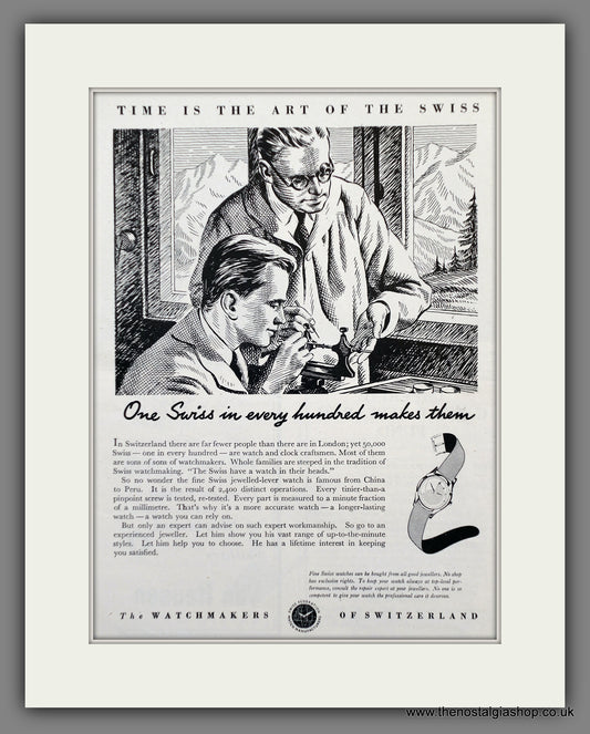 Watchmakers of Switzerland. Original Advert 1951 (ref AD60817)