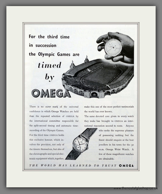 Omega Watches time the Olympic Games. Original Advert 1948 (ref AD60818)