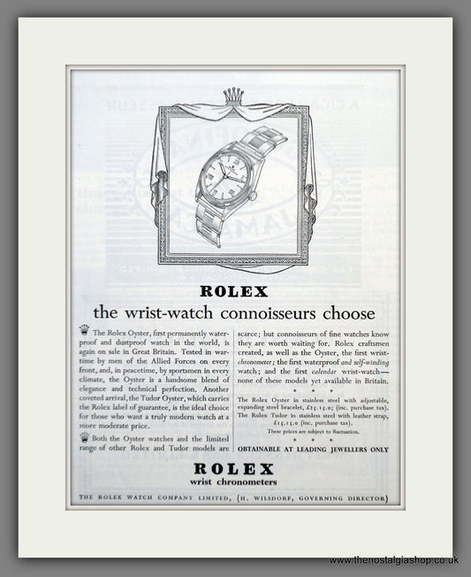 Rolex Chronometers. Original Advert 1947 (ref AD60820)