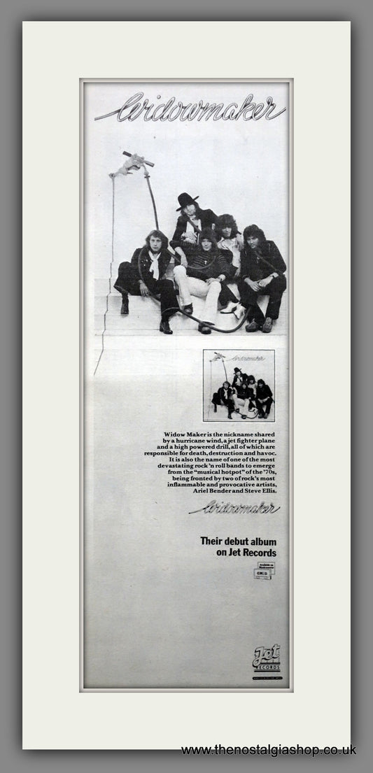 Widowmaker. Debut. Vintage Original Advert 1976 (ref AD200455)