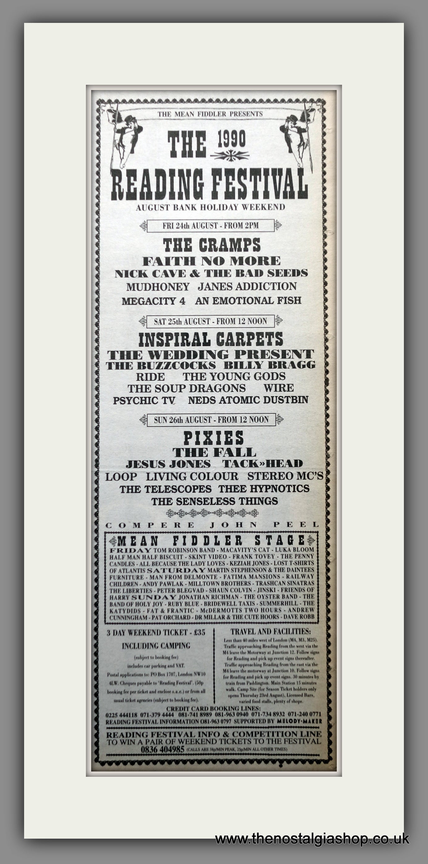 Reading Festival 1990. Original Advert 1990 (ref AD200461)
