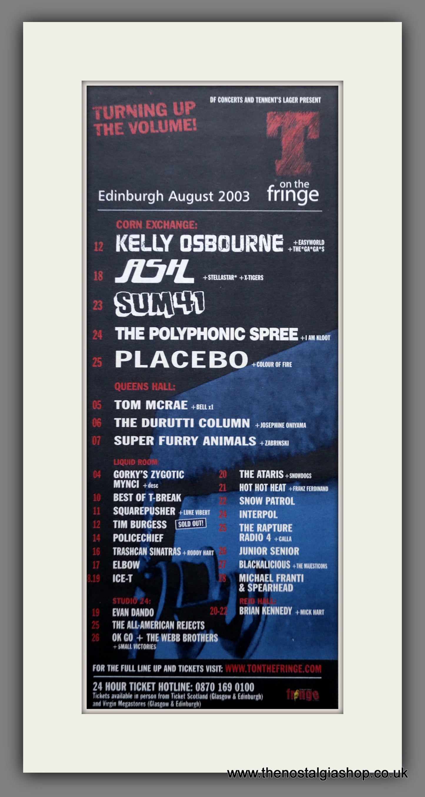 T On The Fringe Concerts 2003. Original Advert (ref AD200481)